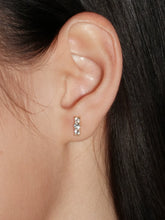 S925 Sterling Silver Moissanite Three-Stone Bar Stud Earrings